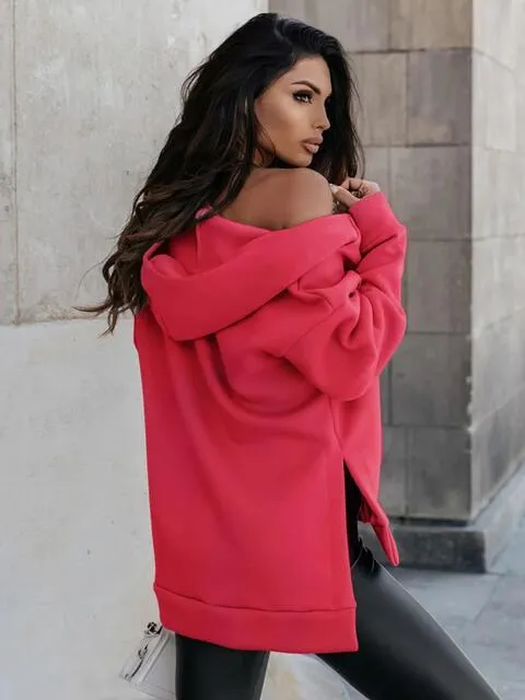 Modern Outerwear Slit Zip Up Hoodie