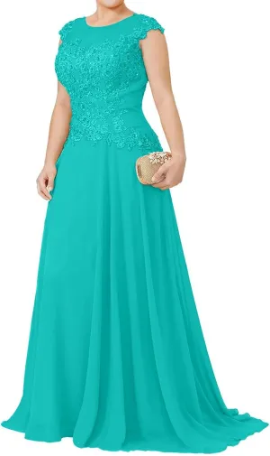 Mother of The Bride Dresses Plus Size - Appliqued Chiffon Formal Wedding Guest Dresses