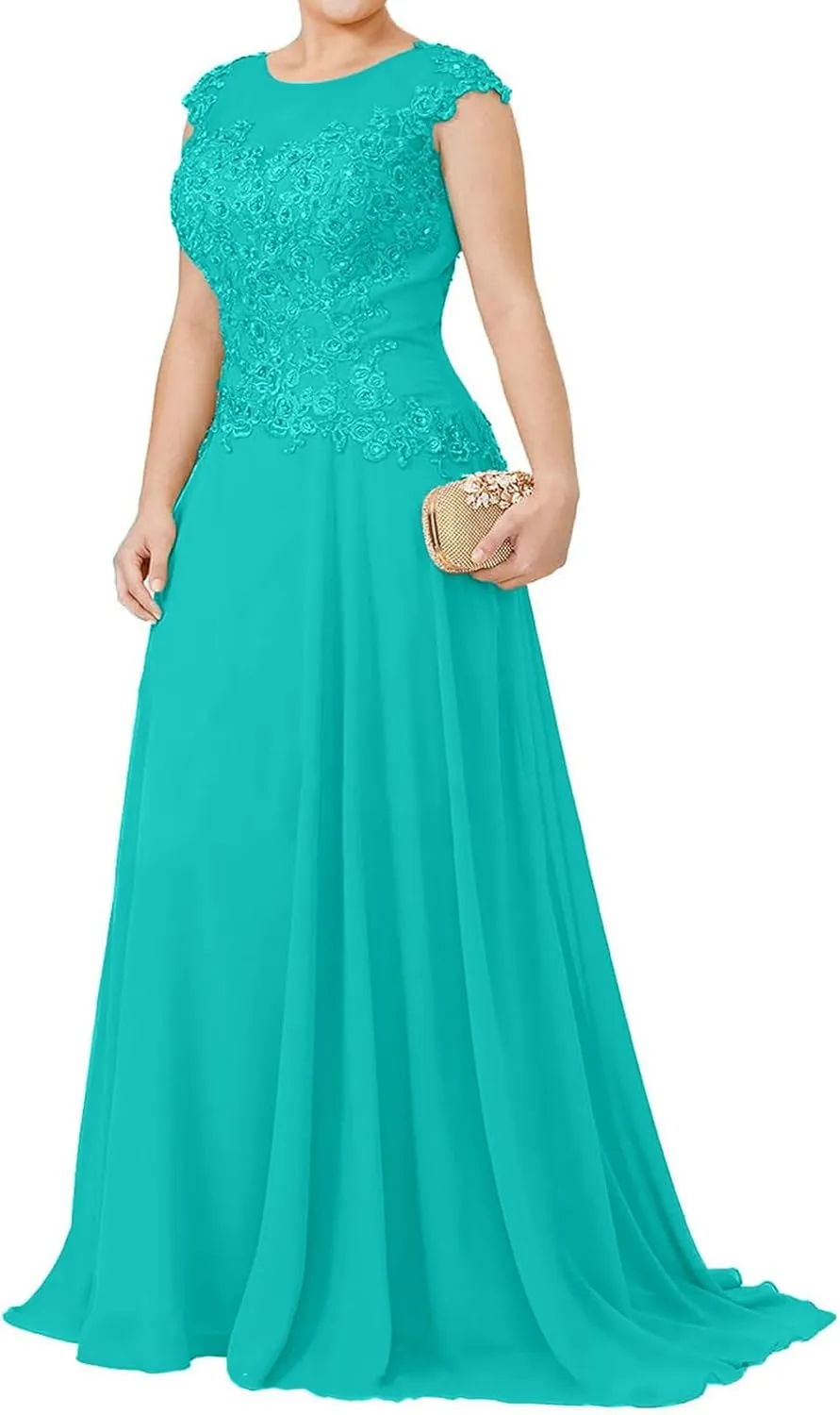 Mother of The Bride Dresses Plus Size - Appliqued Chiffon Formal Wedding Guest Dresses