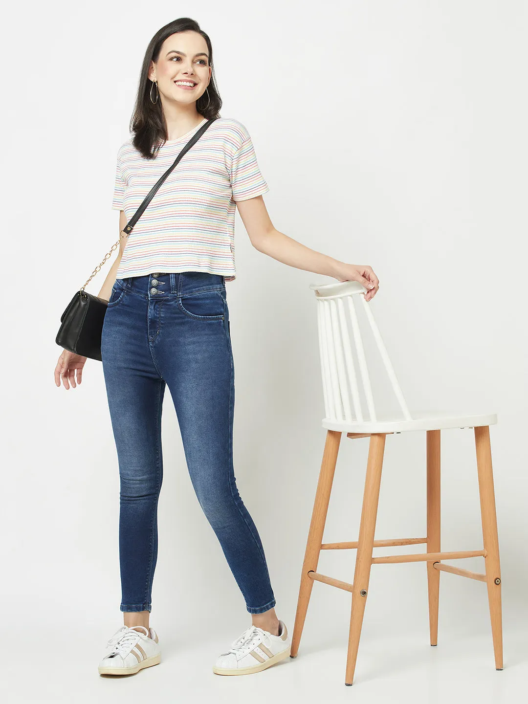 Navy Blue High-Waisted Jeans