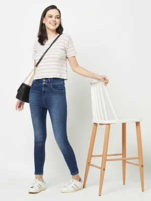 Navy Blue High-Waisted Jeans