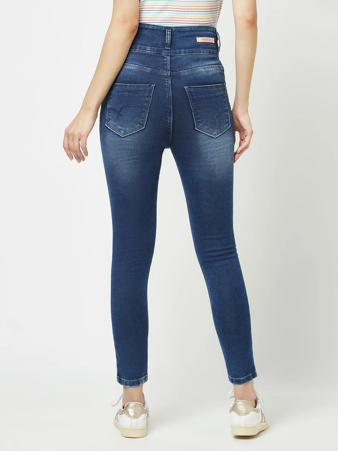 Navy Blue High-Waisted Jeans