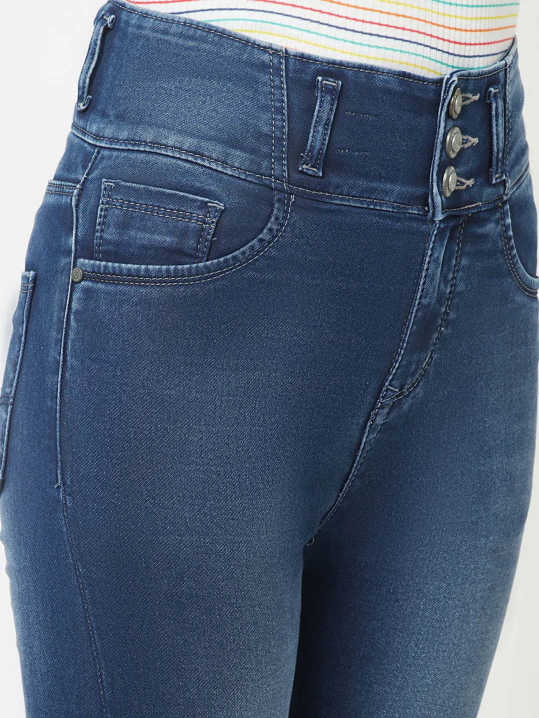 Navy Blue High-Waisted Jeans