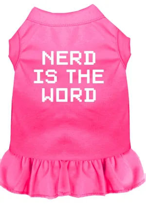 Nerd Is The Word Screen Print Dress Bright Pink Lg