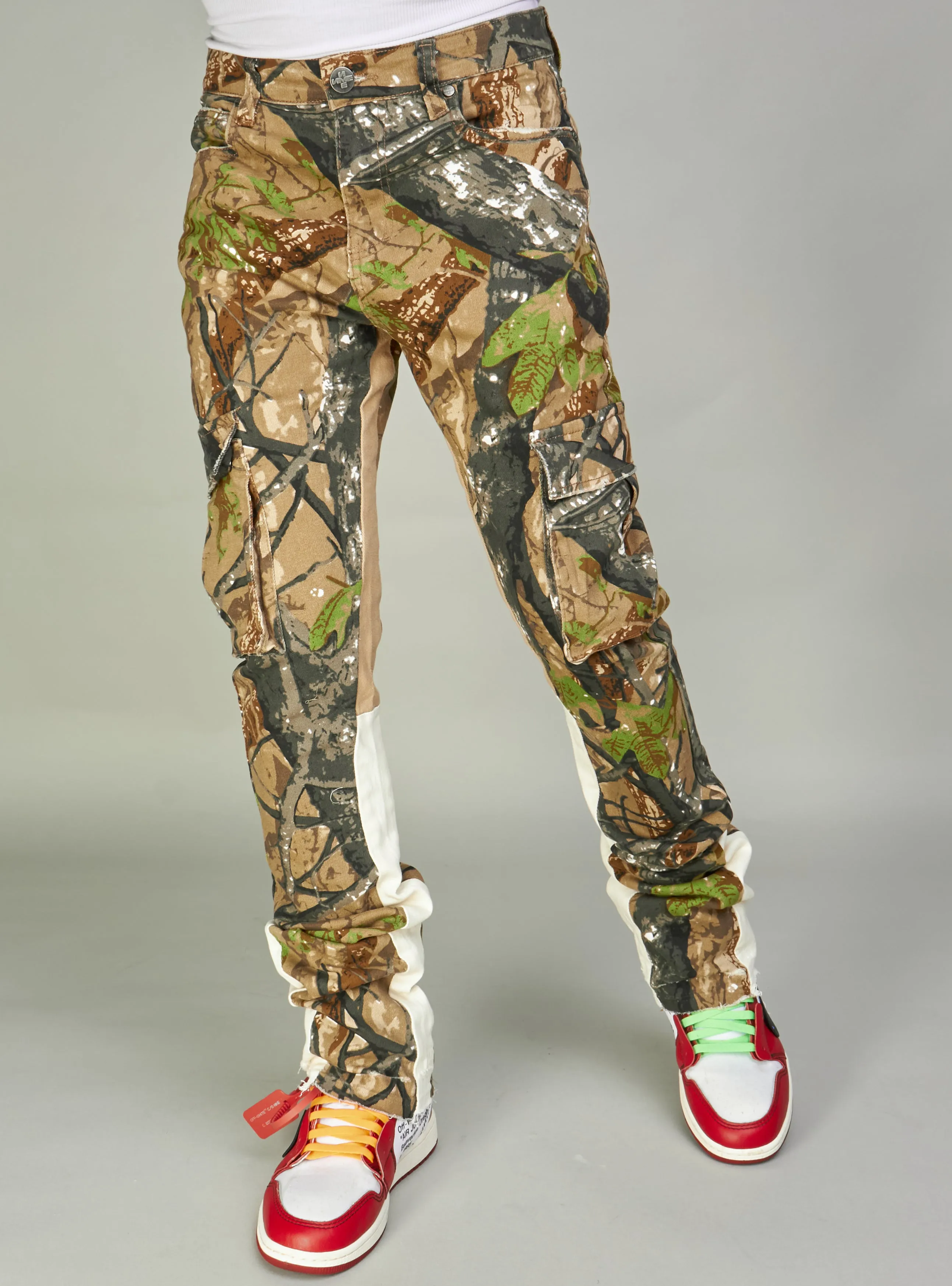 NME Jeans - Monty - Stacked Flare -  Camo, Cream And Khaki - 502
