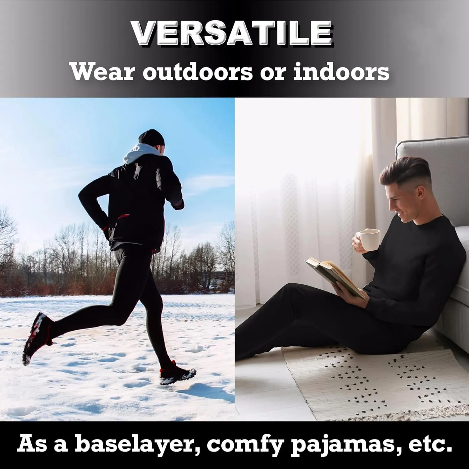 OEBLD Men's Workout Compression Clothes Long Sleeve Compression Shirts and Pants Thermal Base Layer Set