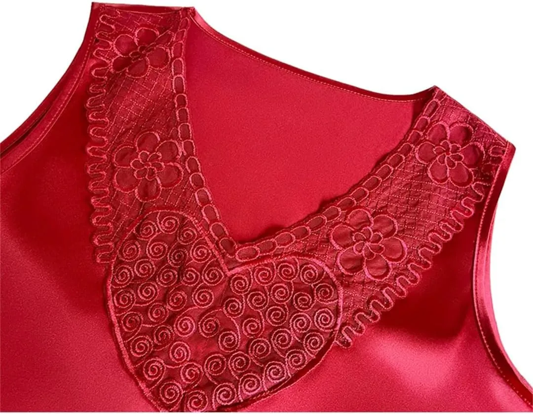 Office Lady Tank Tops Spring Summer Women Camisole Sleeveless Casual Silk Satin Lace Vest