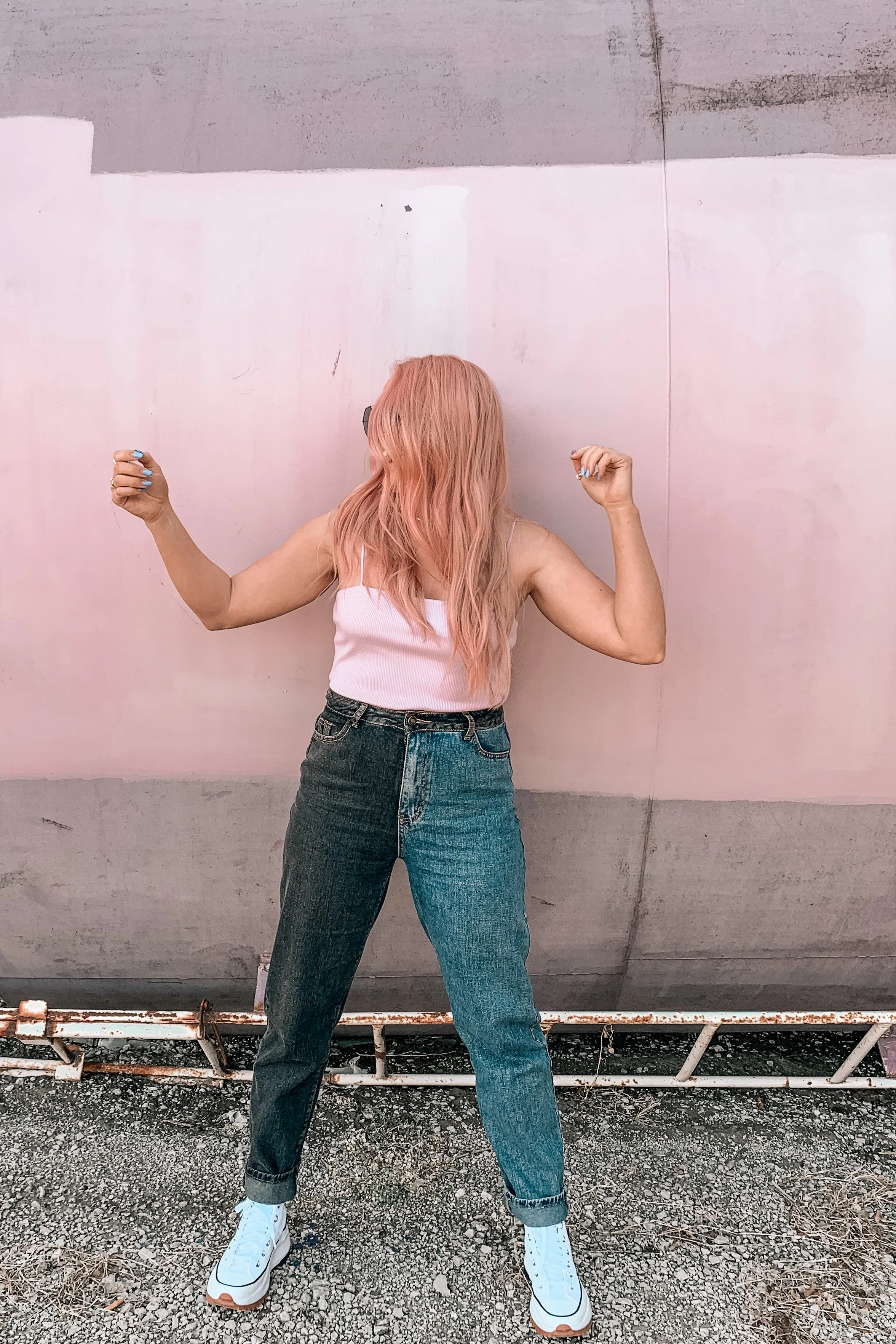 On Your Side Two Tone Mom Jeans