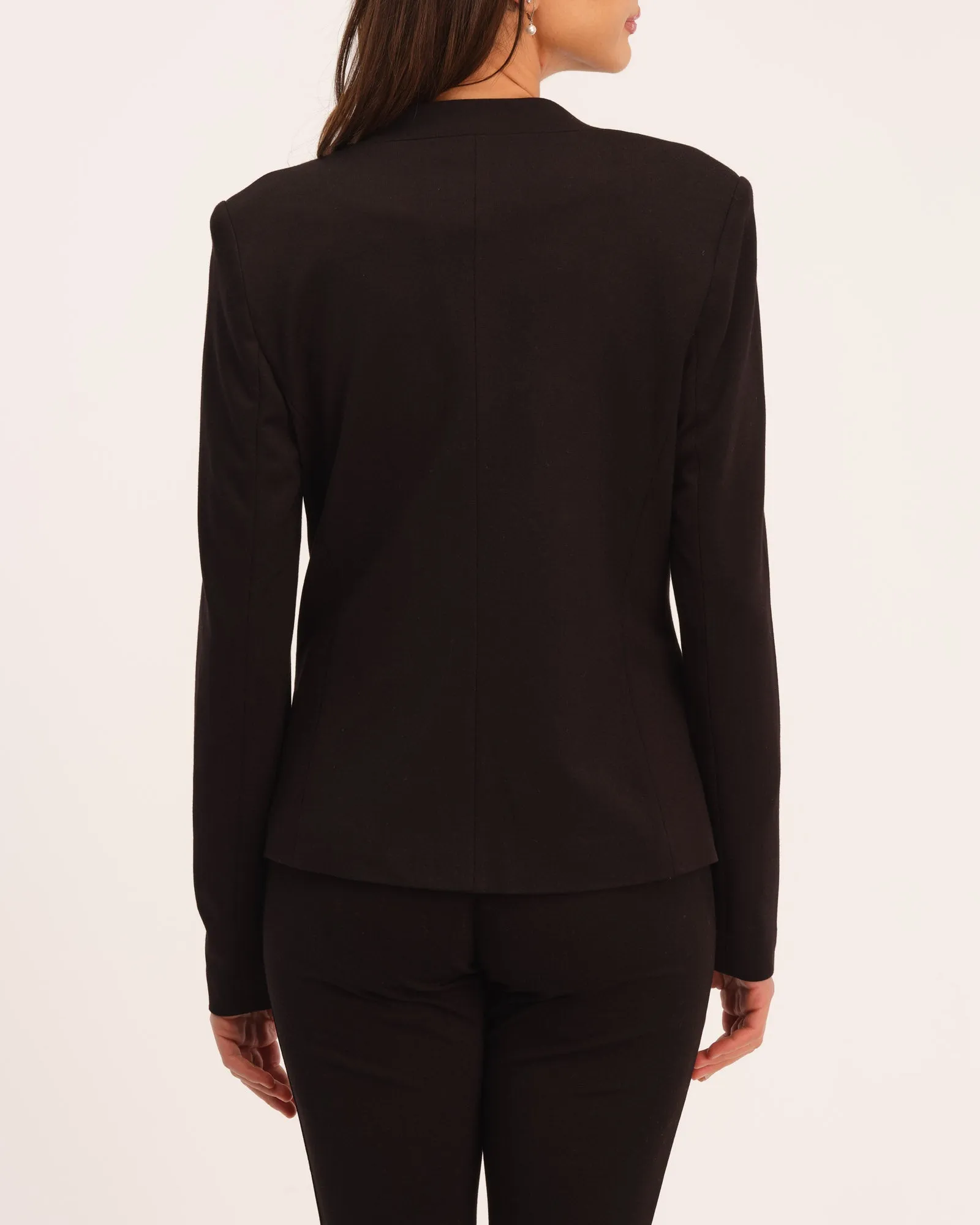 Open Front Stretch Woven Blazer