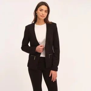 Open Front Stretch Woven Blazer
