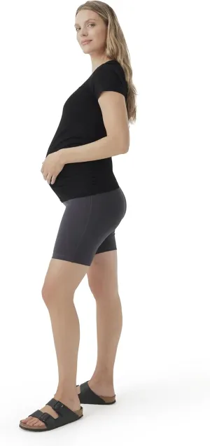 Pact Women's Made with Organic Cotton Maternity Bike Shorts Stretch Waistband Mid-Thigh Length