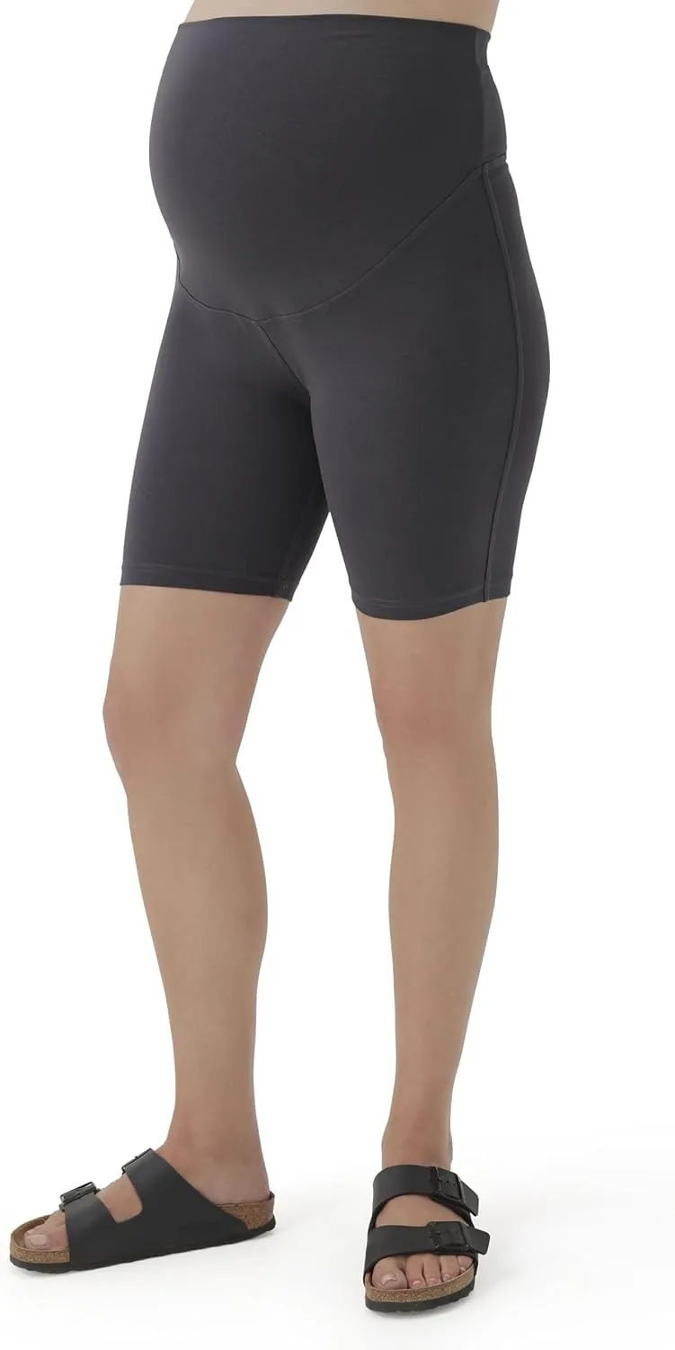 Pact Women's Made with Organic Cotton Maternity Bike Shorts Stretch Waistband Mid-Thigh Length