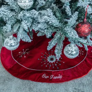 Personalised Velvet Christmas Tree Skirts - Beautifully Beaded & Embroidered