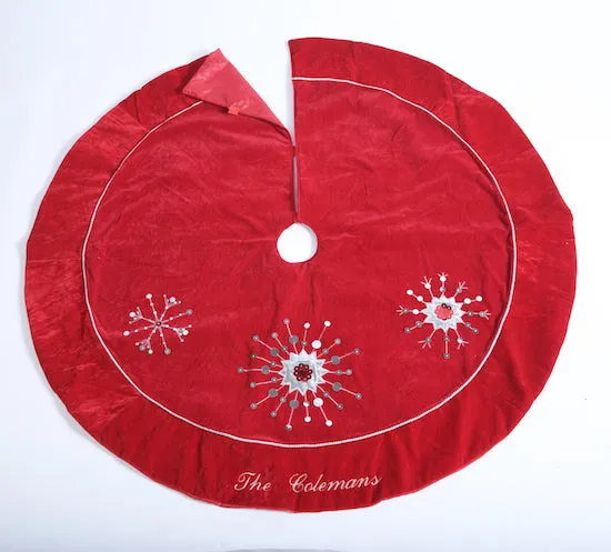 Personalised Velvet Christmas Tree Skirts - Beautifully Beaded & Embroidered