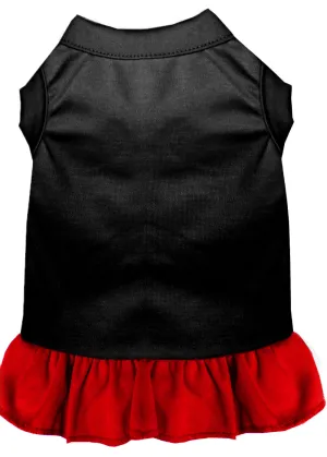 Plain Pet Dress Black With Red Xs