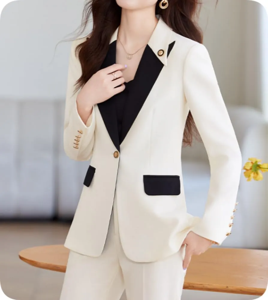 Plus Size Business Womens Suitng Tuxedo Set Pant Suits for Women Dressy for Wedding Guest