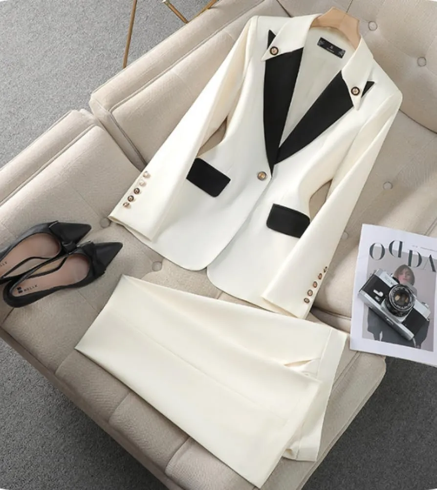 Plus Size Business Womens Suitng Tuxedo Set Pant Suits for Women Dressy for Wedding Guest