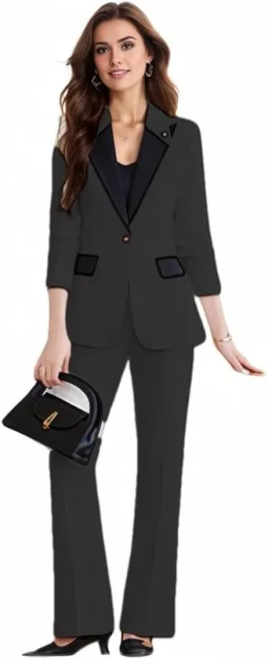 Plus Size Business Womens Suitng Tuxedo Set Pant Suits for Women Dressy for Wedding Guest