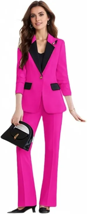Plus Size Business Womens Suitng Tuxedo Set Pant Suits for Women Dressy for Wedding Guest