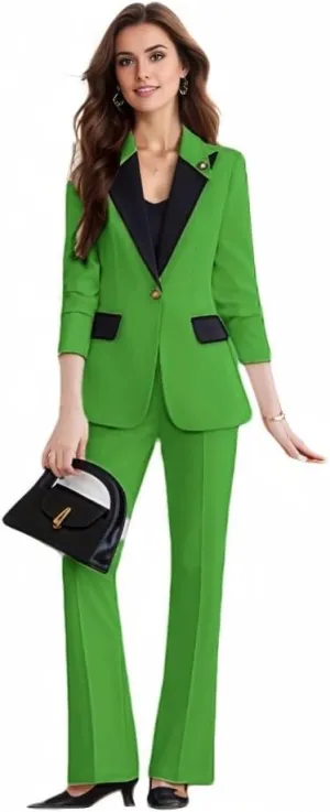 Plus Size Business Womens Suitng Tuxedo Set Pant Suits for Women Dressy for Wedding Guest