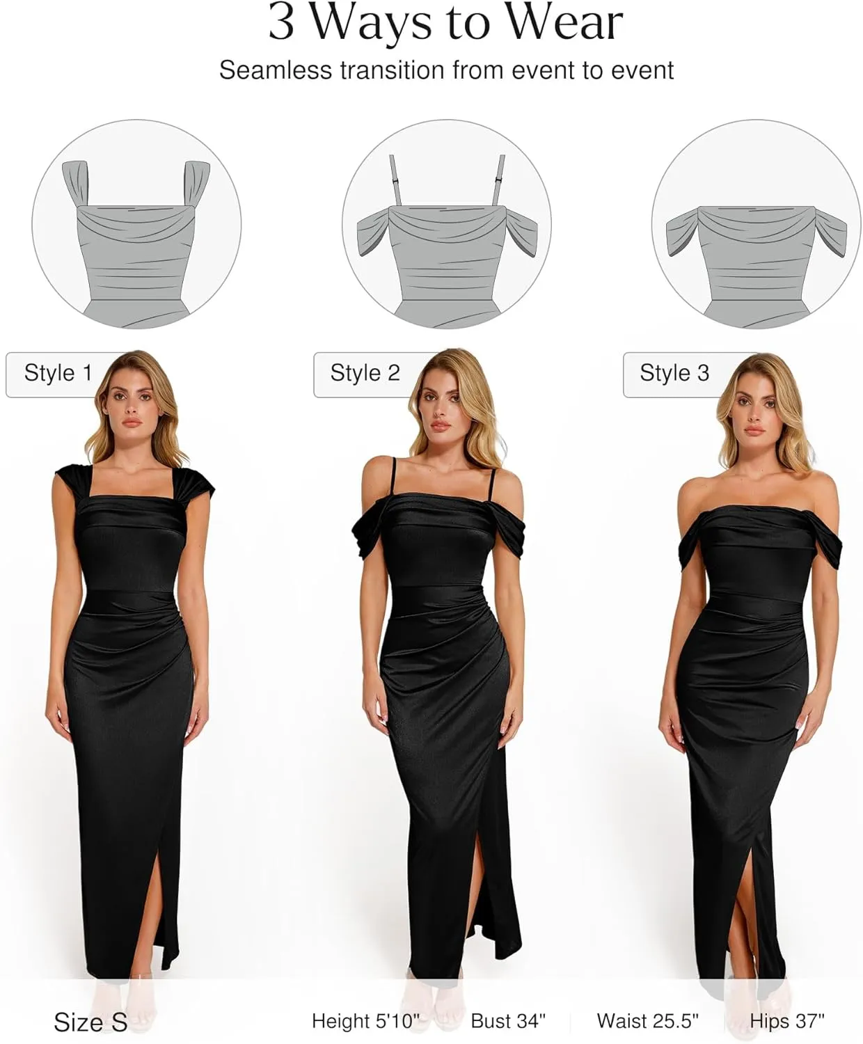 Popilush Shapewear Dress Womens Multi Way Wear Dresses Off The Shoulder Maxi Dress Bodycon Long Cocktail Dresses