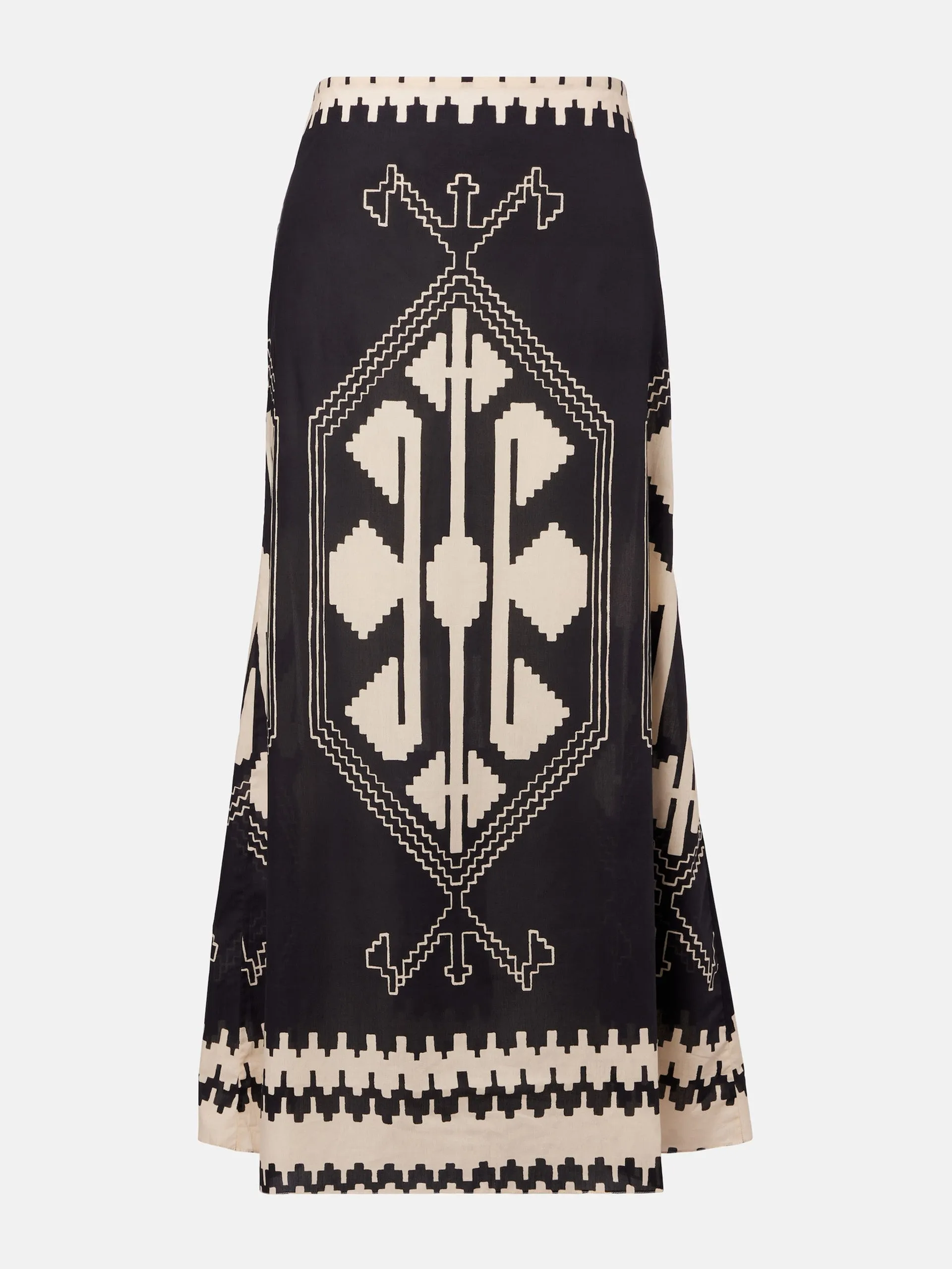Printed cotton poplin maxi skirt