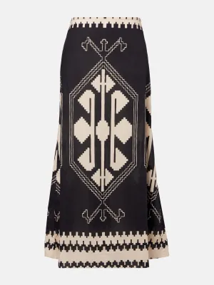 Printed cotton poplin maxi skirt