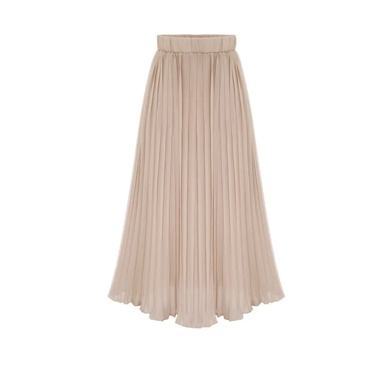 Pure Color Chiffon Pleated Big Short Skirt