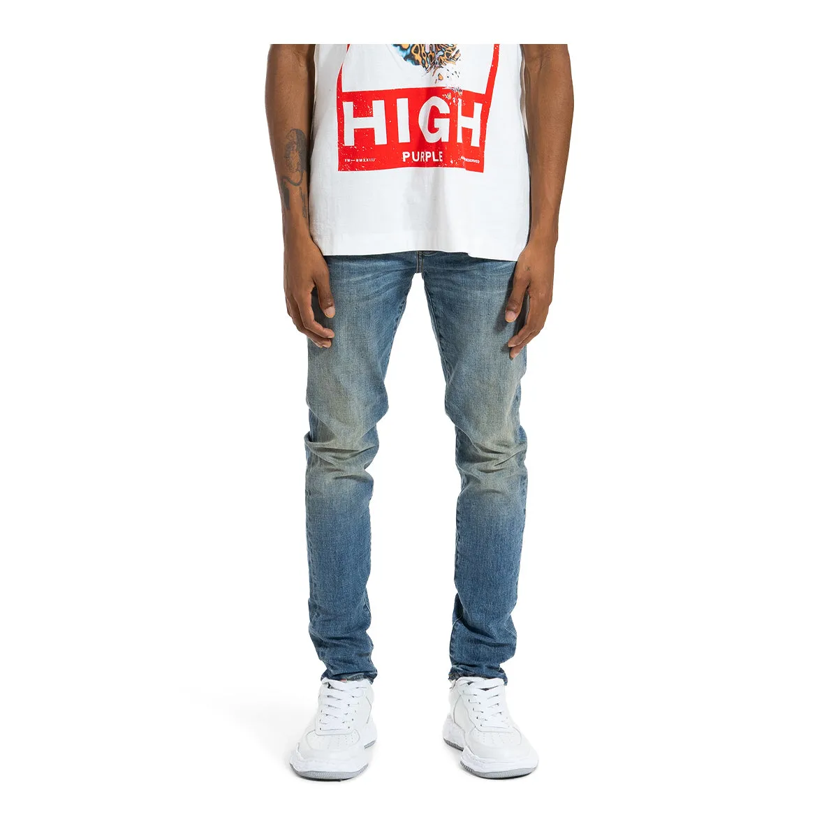 Purple Brand Mens One Year Slim Fit Jeans P005-OYMI423 Mid Indigo
