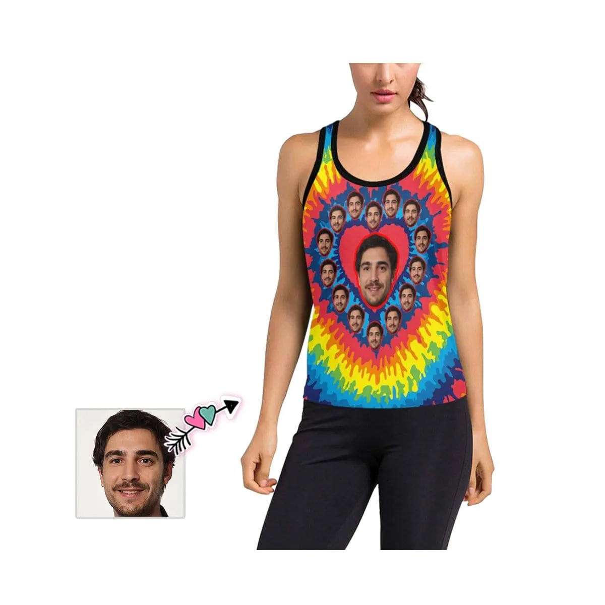 Put Face on Tank Tops Rainbow Love Women's Racerback Yoga Tank Top