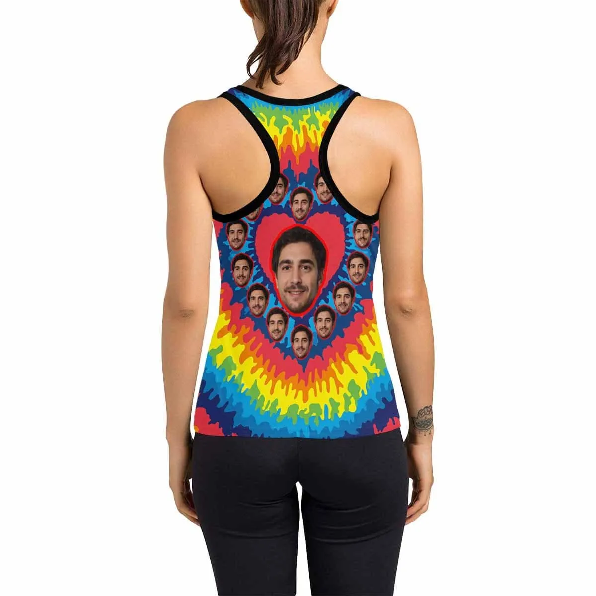 Put Face on Tank Tops Rainbow Love Women's Racerback Yoga Tank Top