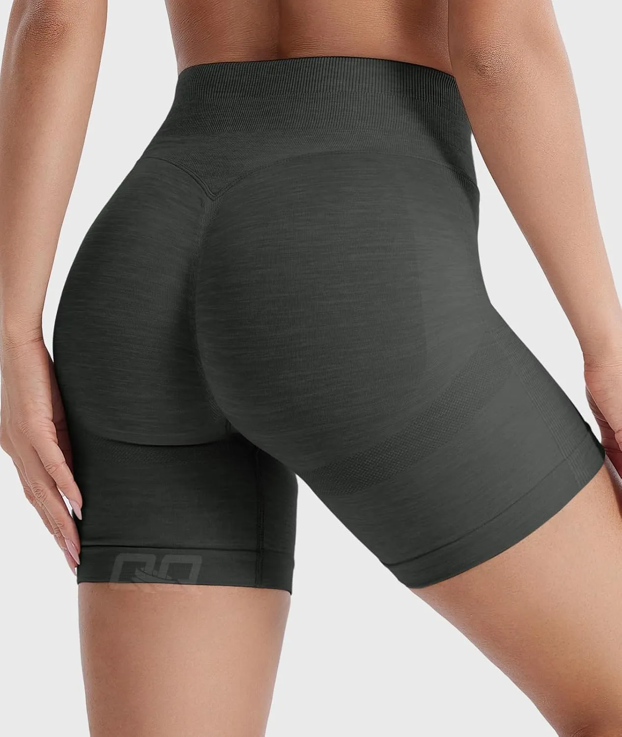QOQ Womens Workout Biker Shorts Seamless High Waisted Tummy Control Slimming Athletic Gym Yoga Pants