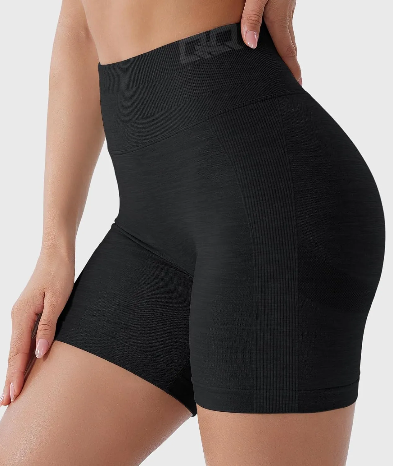 QOQ Womens Workout Biker Shorts Seamless High Waisted Tummy Control Slimming Athletic Gym Yoga Pants