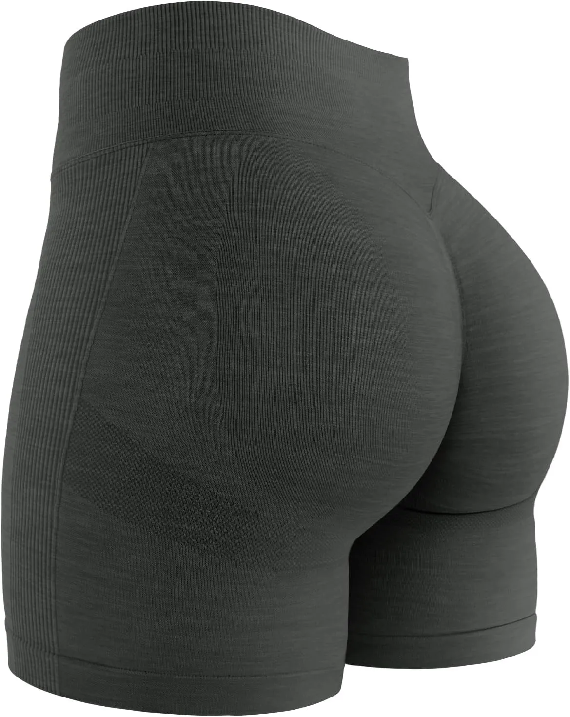 QOQ Womens Workout Biker Shorts Seamless High Waisted Tummy Control Slimming Athletic Gym Yoga Pants