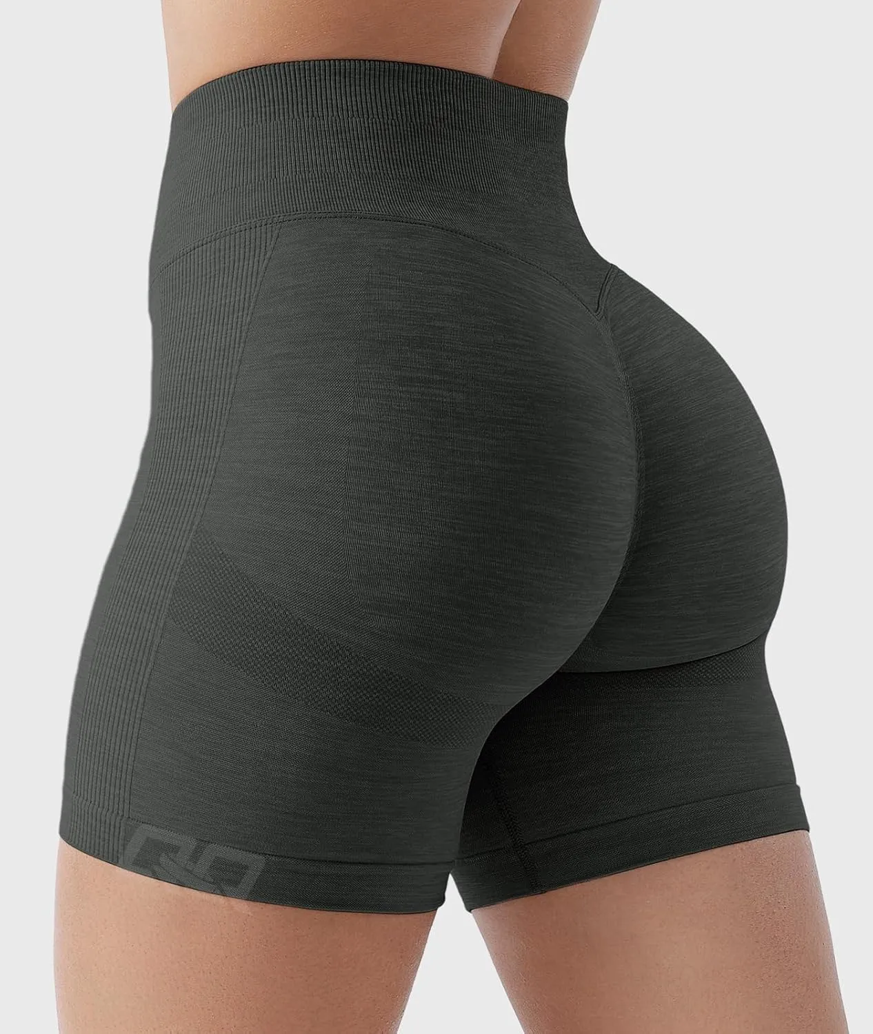 QOQ Womens Workout Biker Shorts Seamless High Waisted Tummy Control Slimming Athletic Gym Yoga Pants