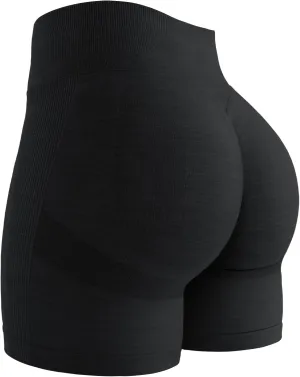 QOQ Womens Workout Biker Shorts Seamless High Waisted Tummy Control Slimming Athletic Gym Yoga Pants