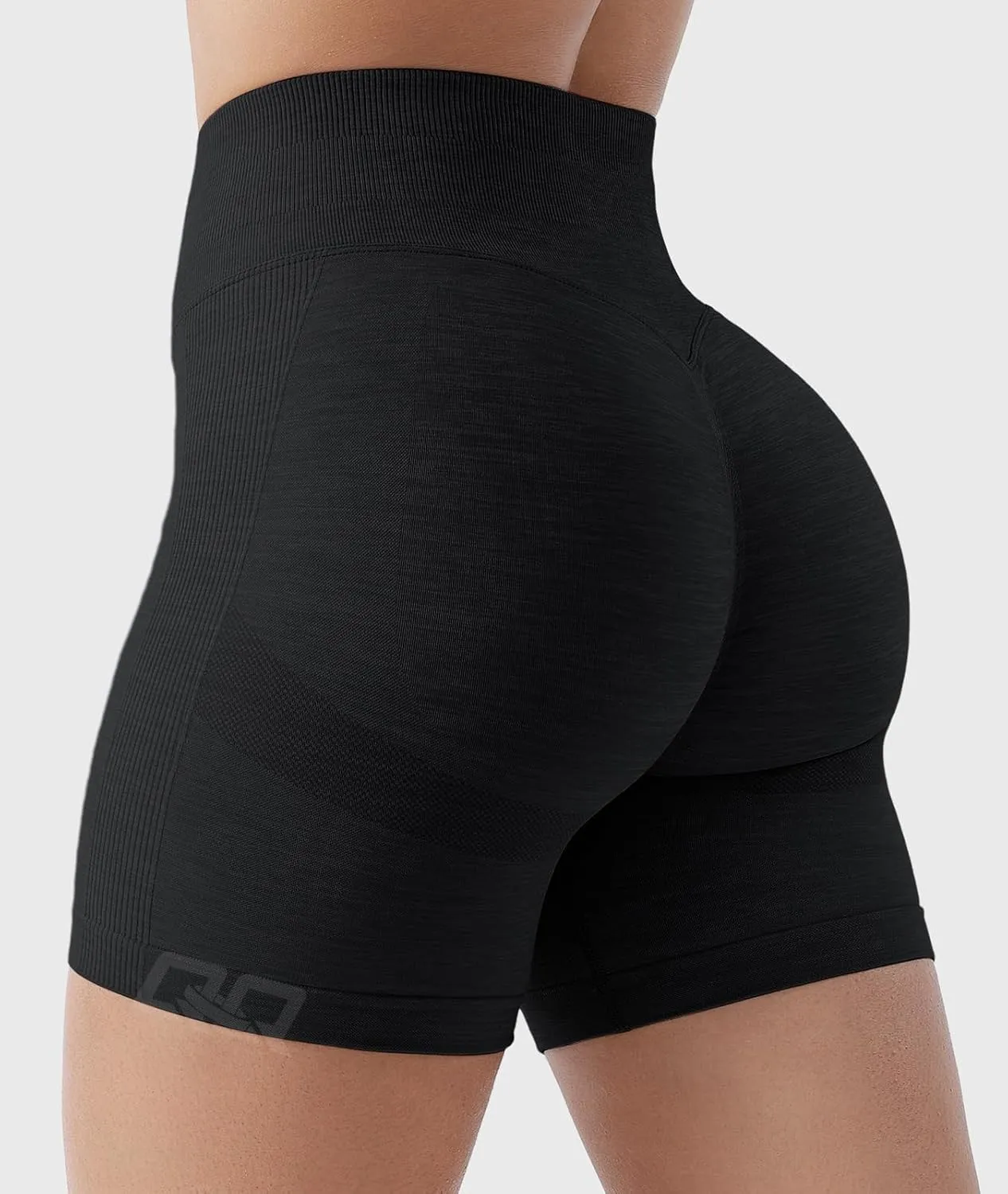 QOQ Womens Workout Biker Shorts Seamless High Waisted Tummy Control Slimming Athletic Gym Yoga Pants