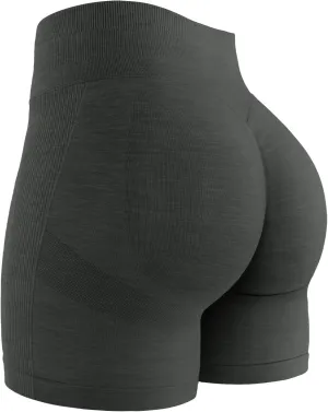 QOQ Womens Workout Biker Shorts Seamless High Waisted Tummy Control Slimming Athletic Gym Yoga Pants