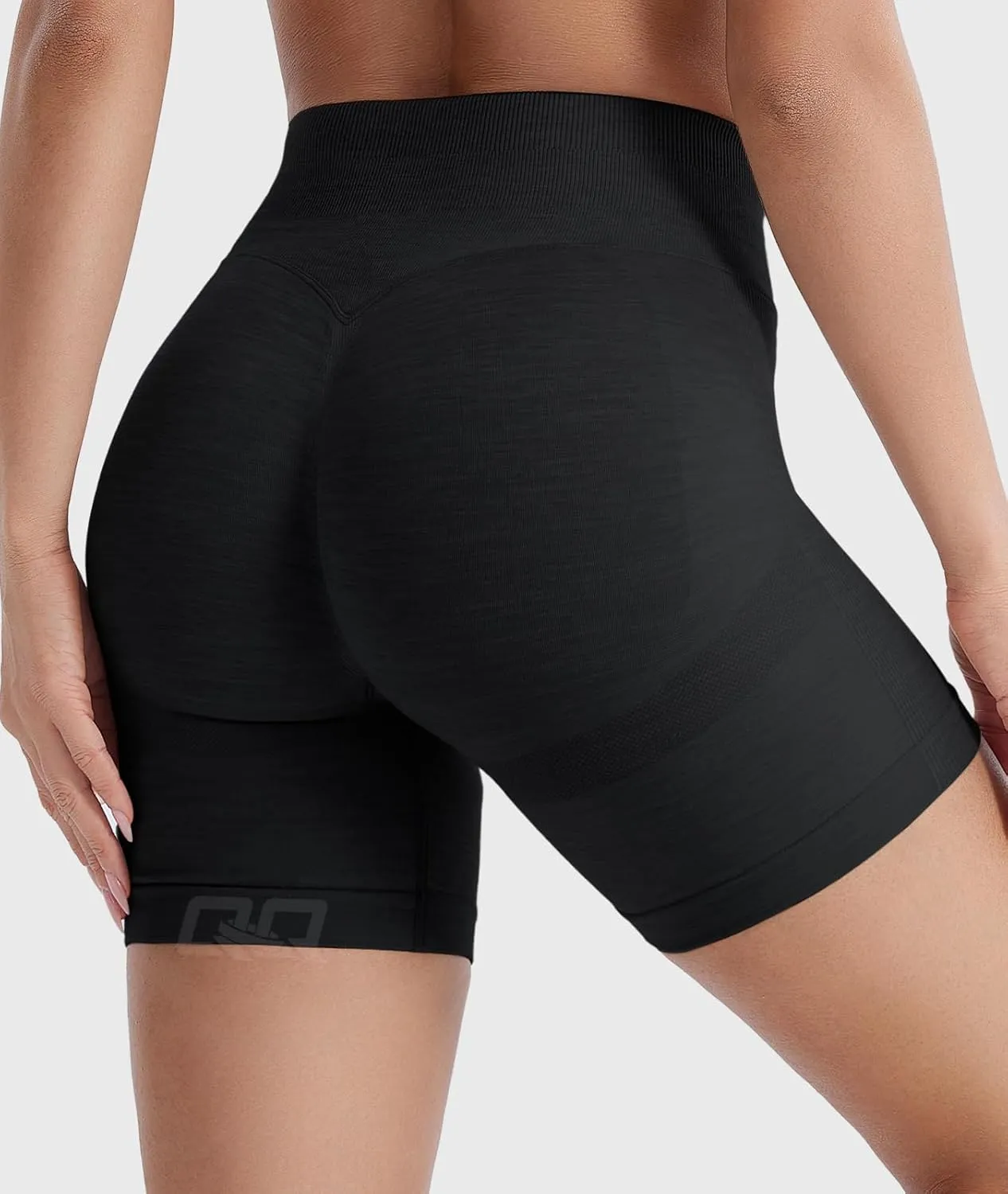 QOQ Womens Workout Biker Shorts Seamless High Waisted Tummy Control Slimming Athletic Gym Yoga Pants