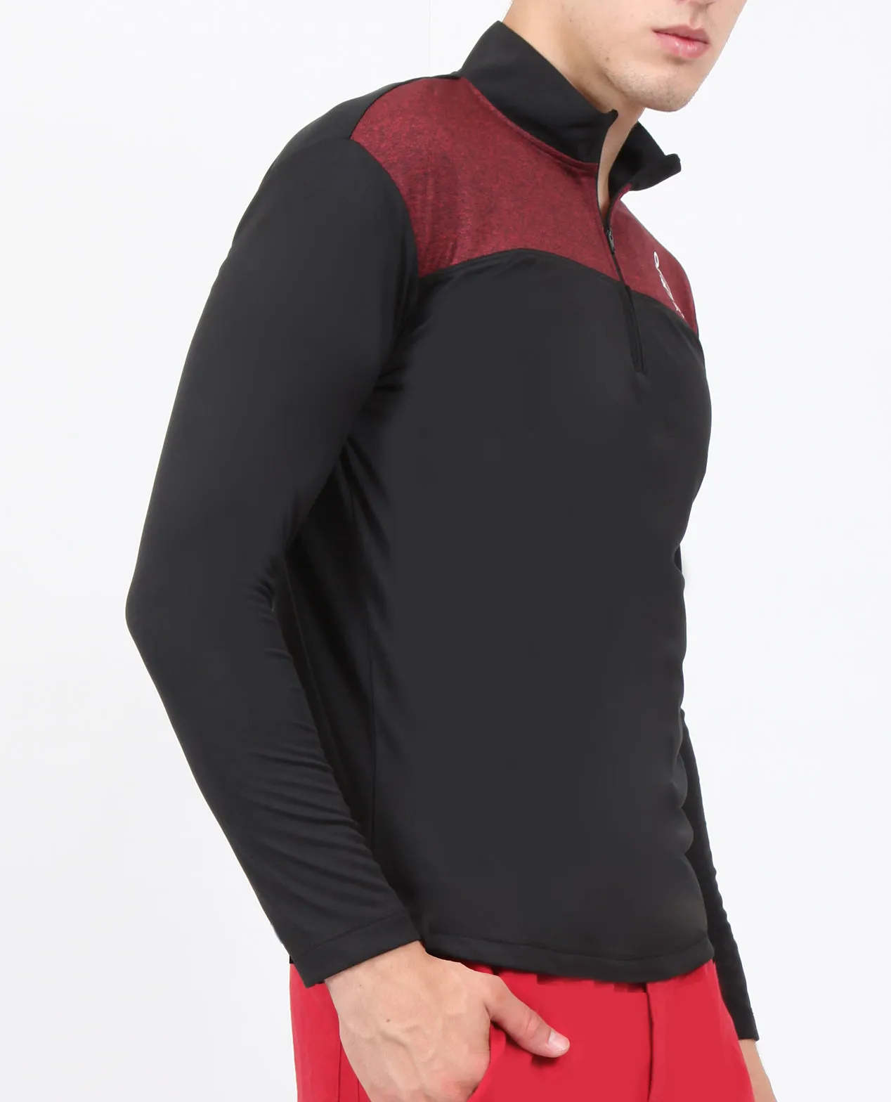 Red Black Half Zipper