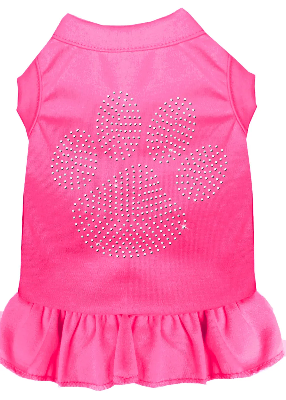 Rhinestone Clear Paw Dress Bright Pink Xl