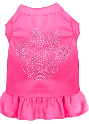 Rhinestone Clear Paw Dress Bright Pink Xl