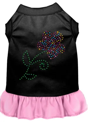 Rhinestone Multi Flower Dress Black With Light Pink Lg