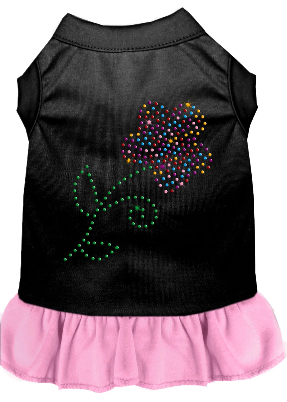 Rhinestone Multi Flower Dress Black With Light Pink Lg