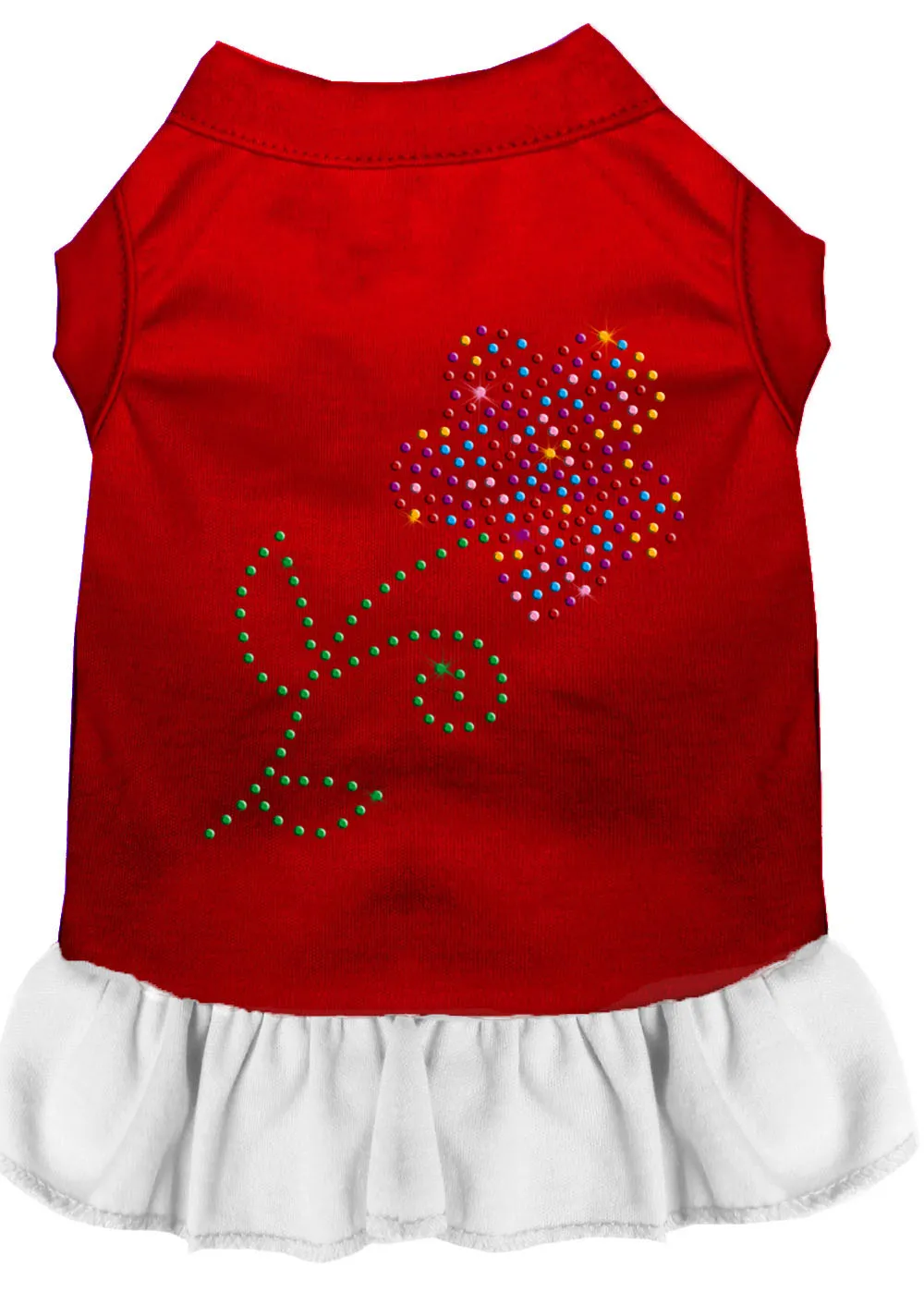 Rhinestone Multi Flower Dress Red With White Xl