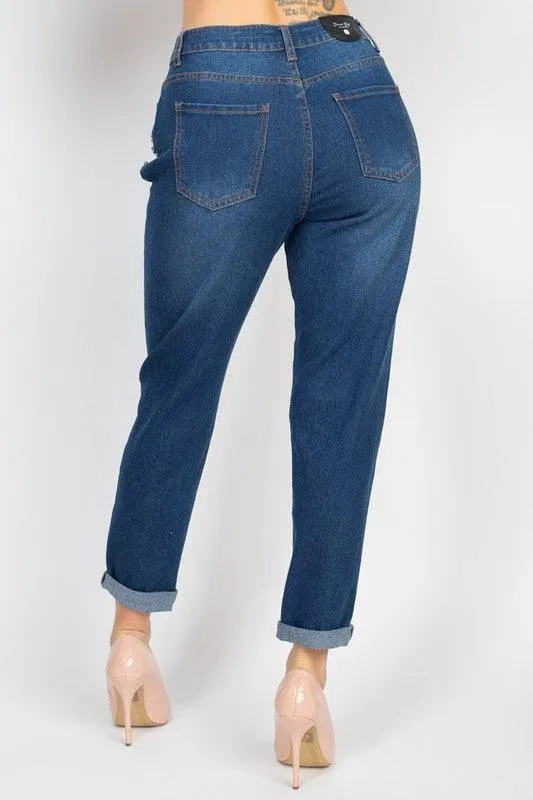 Rhinestones Denim Mom Jeans