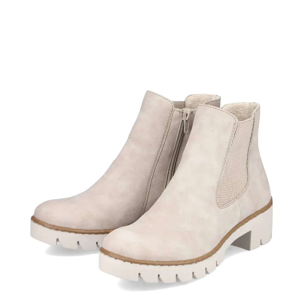 Rieker Women's Prisca 72 Side Zip Ankle Boot (Ginger Cream)