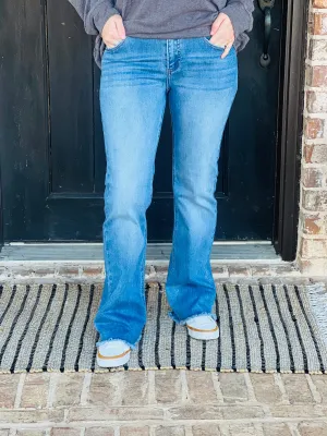 Risen | Candace MidRise Ankle Bootcut Fray Hem Jean