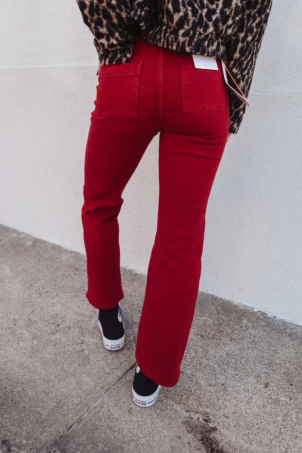 Risen High Rise Ankle Flare Jeans
