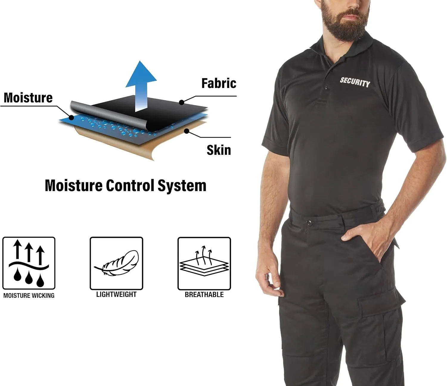 Rothco Moisture Wicking Security Polo Shirt - Stay Cool and Professional On-The-Job
